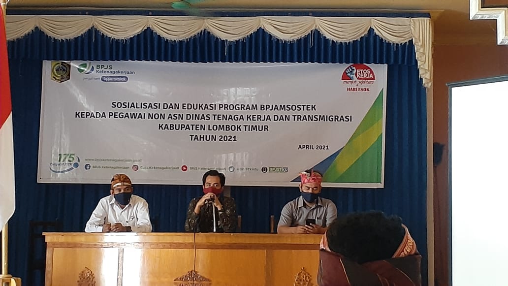 Dinas Tenaga kerja dan Transmigrasi kabupaten Lombok Timur bersama BPJS Ketenagakerjaan melakukan sosialisasi dan edukasi program  BPJAMSOSTEK Kepada Pegawai Non ASN